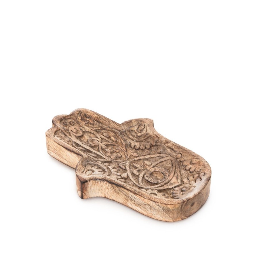 Clearance HOMLA Taca Dekoracyjna Hamsa Z Drewna Mango 15X10X2 Cm Naturalny