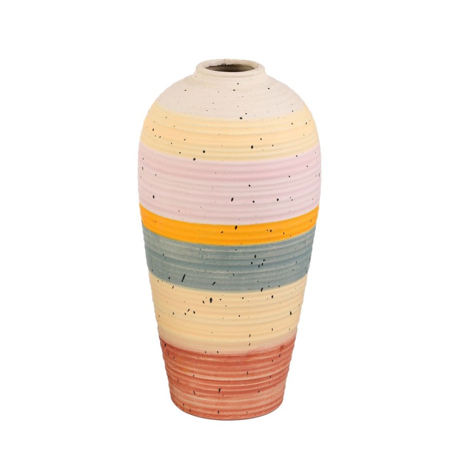 Clearance HOMLA Wazon Maasai Ceramiczny W Kolorowe Pasy 14X14X26 Cm