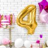 New PARTYDECO Balon Metal Foliowy Cyfra "4" 86 Cm Zloty