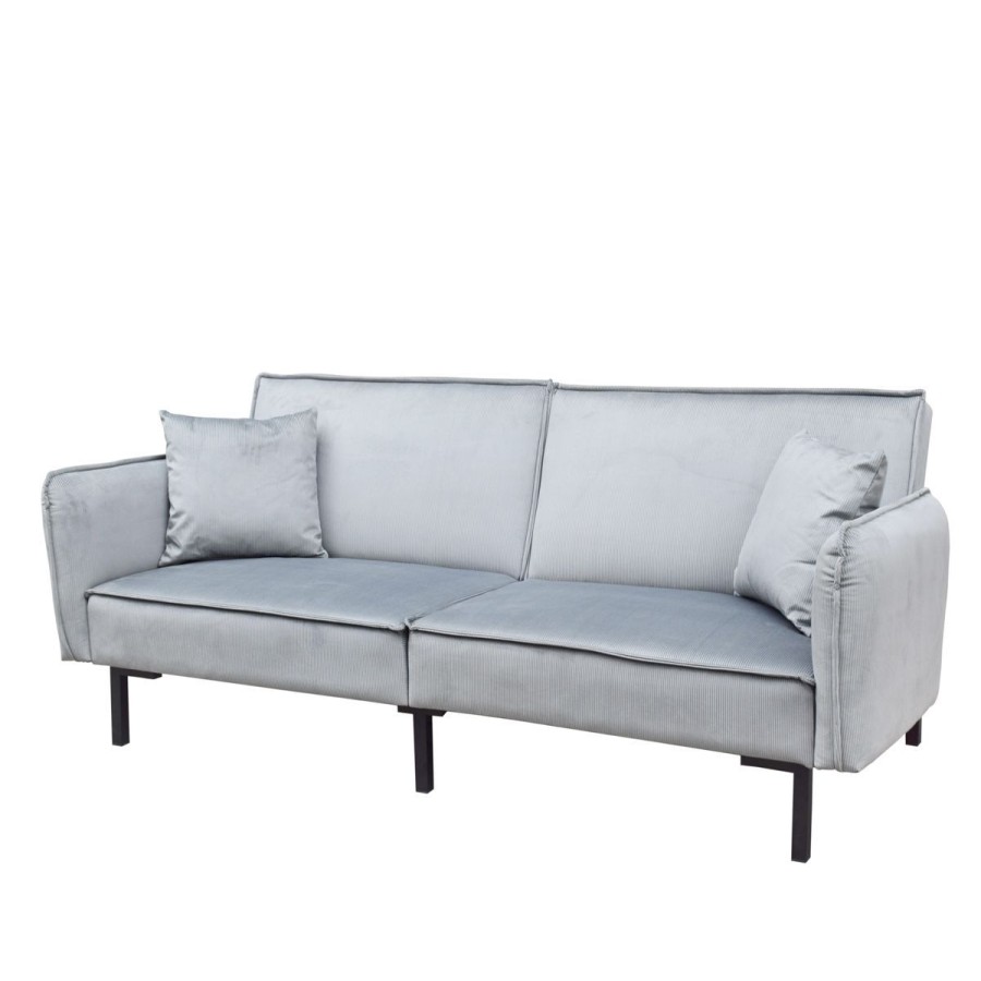 Clearance HOMLA Sofa Canto 3-Osobowa, Z Funkcja Spania, Welurowa Szara 199X90X85 Cm