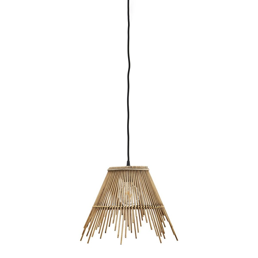 Clearance MADAM STOLTZ Lampa Sufitowa Boho Bambusowa 35X26,5 Cm Bezowy