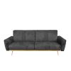 Best HOMLA Sofa Samtige 3-Osobowa, Z Funkcja Spania, Czarna 212X84X86.5 Cm