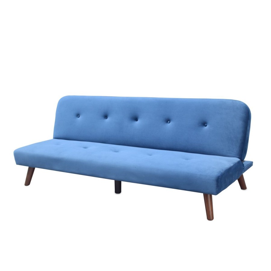 Clearance HOMLA Sofa Rinko Sofa 3-Osobowa, Z Funkcja Spania, Welurowa Granatowa 195X81X74 Cm