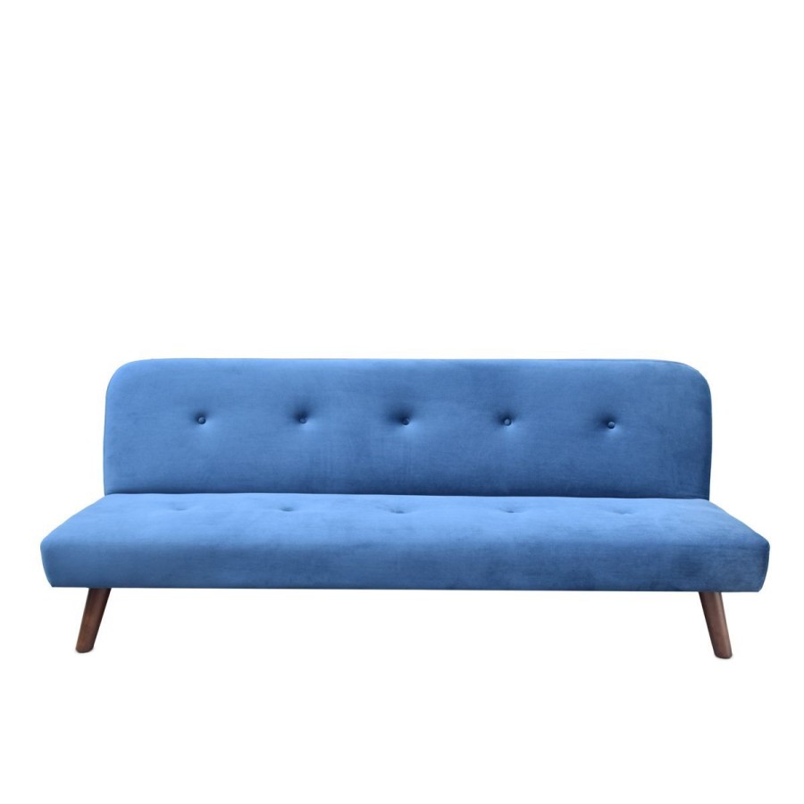 Clearance HOMLA Sofa Rinko Sofa 3-Osobowa, Z Funkcja Spania, Welurowa Granatowa 195X81X74 Cm