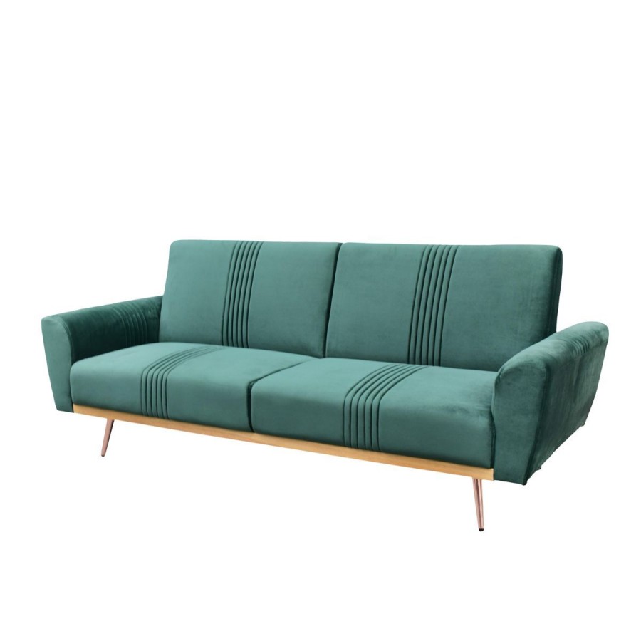 Best HOMLA Sofa Samtige 3-Osobowa, Z Funkcja Spania, Welurowa Zielona 212X84X86.5 Cm