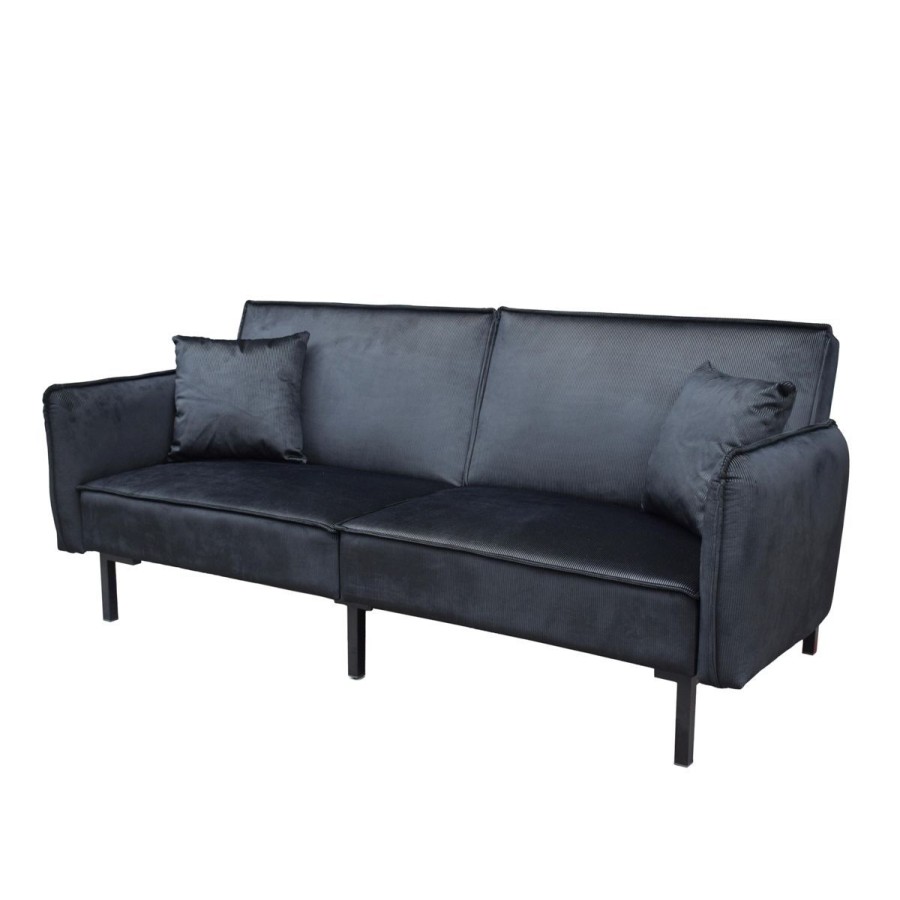 Hot HOMLA Sofa Canto 3-Osobowa, Z Funkcja Spania, Welurowa Czarna 199X90X85 Cm