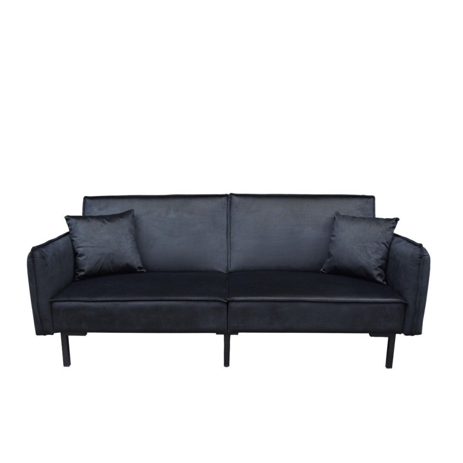 Hot HOMLA Sofa Canto 3-Osobowa, Z Funkcja Spania, Welurowa Czarna 199X90X85 Cm