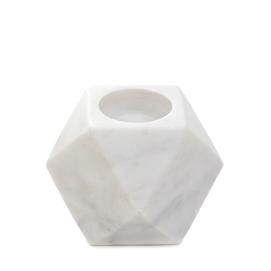 Hot HOMLA Swiecznik Marble Z Bialego Marmuru 8 Cm