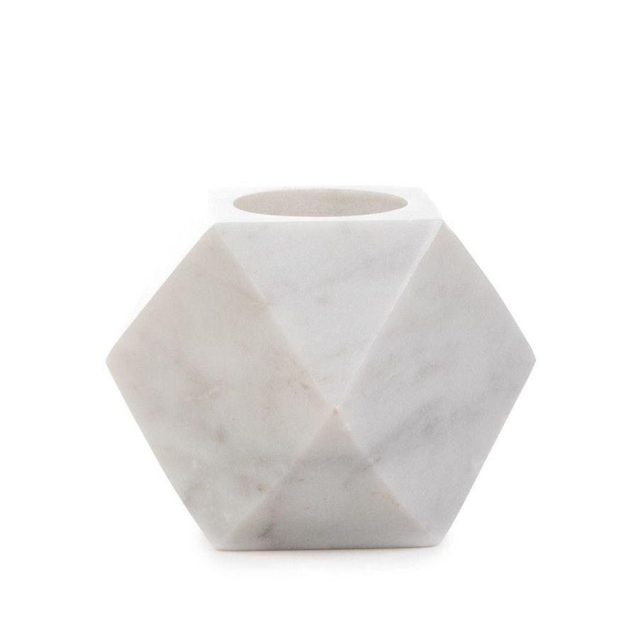 Hot HOMLA Swiecznik Marble Z Bialego Marmuru 8 Cm