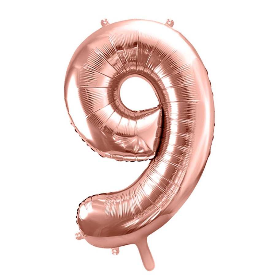 Hot PARTYDECO Balon Pink Metal Foliowy Cyfra "9" 86 Cm Rozowy