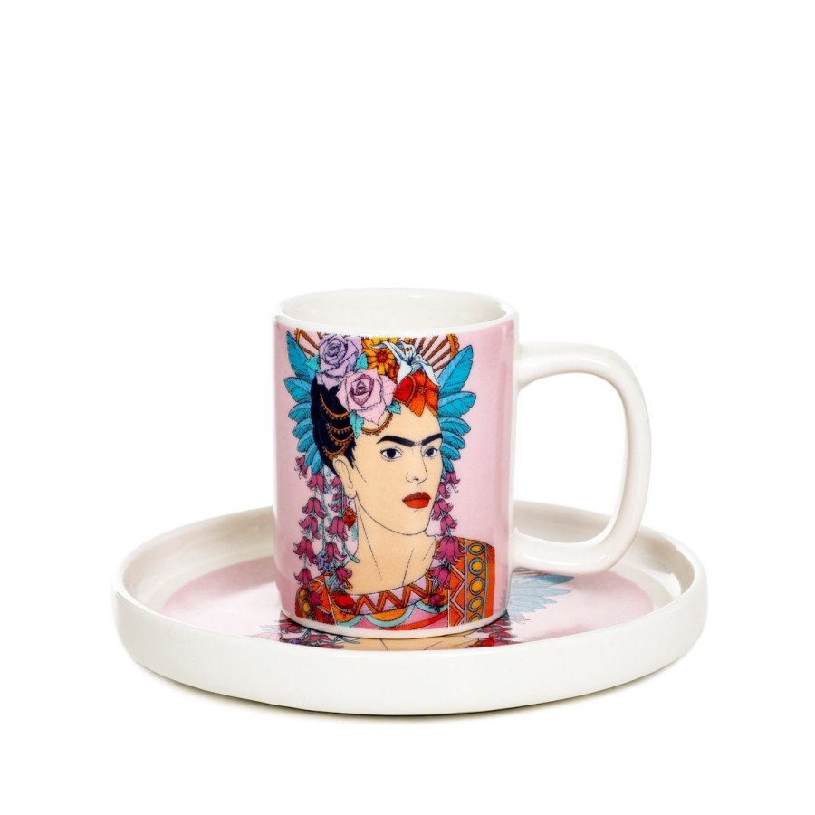 Wholesale HOMLA Filizanka Frida Kahlo Do Espresso Ze Spodkiem Fioletowa 0,08 L