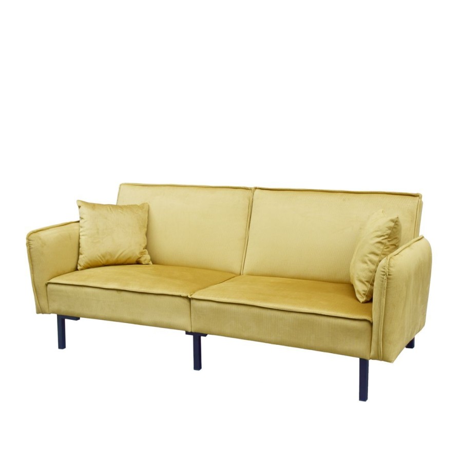 Wholesale HOMLA Sofa Canto 3-Osobowa, Z Funkcja Spania, Welurowa Musztardowa 199X90X85 Cm