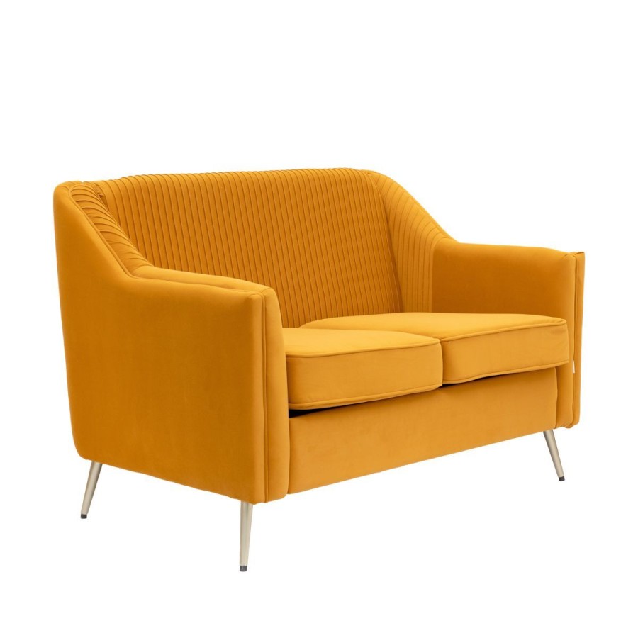 Hot HOMLA Sofa Avant Sofa 2-Osobowa, Welurowa Musztardowa 127X82X81.5 Cm