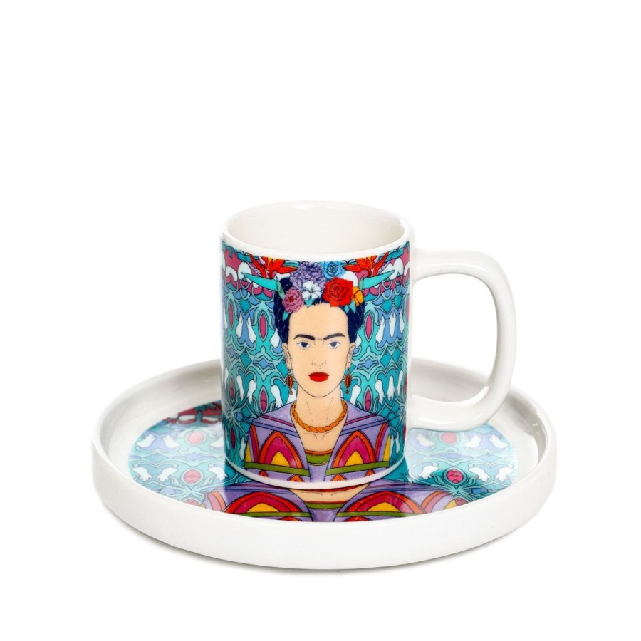 Hot HOMLA Filizanka Frida Kahlo Do Espresso Ze Spodkiem Turkusowa 0,08 L