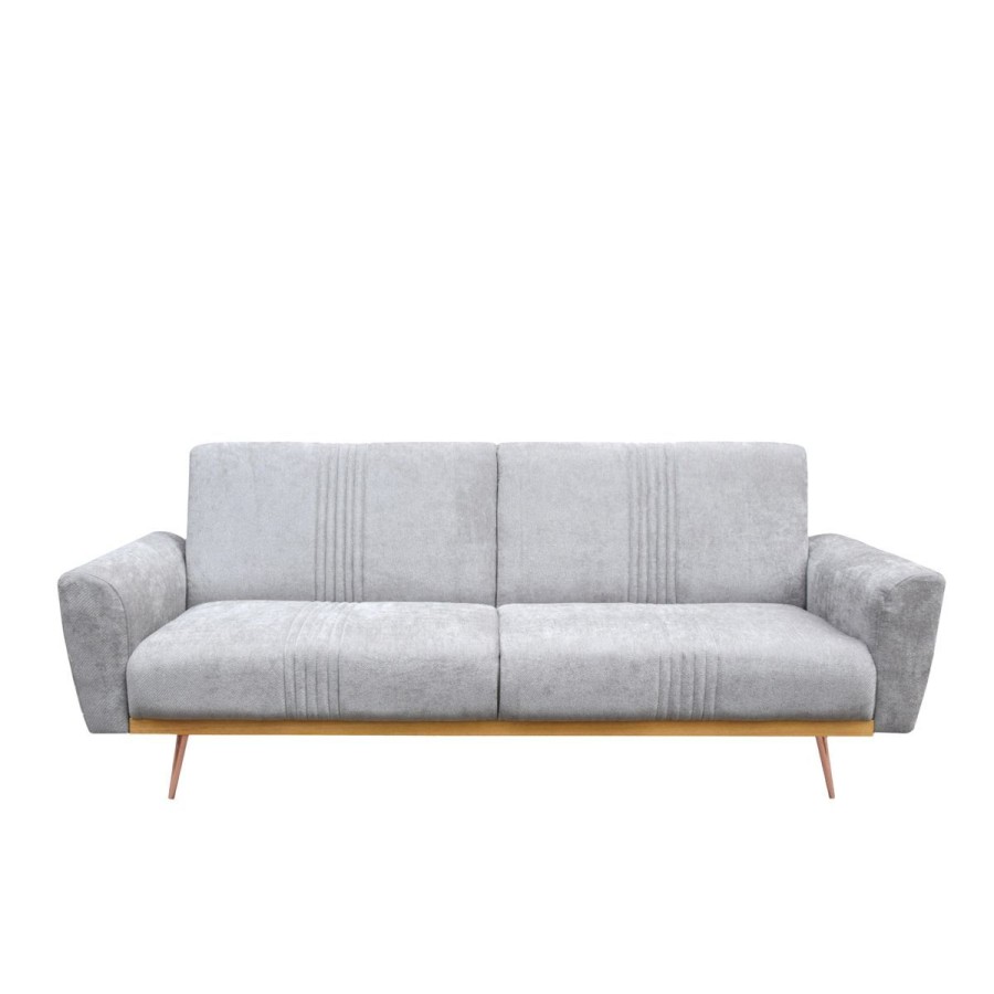 Best HOMLA Sofa Samtige 3-Osobowa, Z Funkcja Spania, Szara 212X84X86.5 Cm