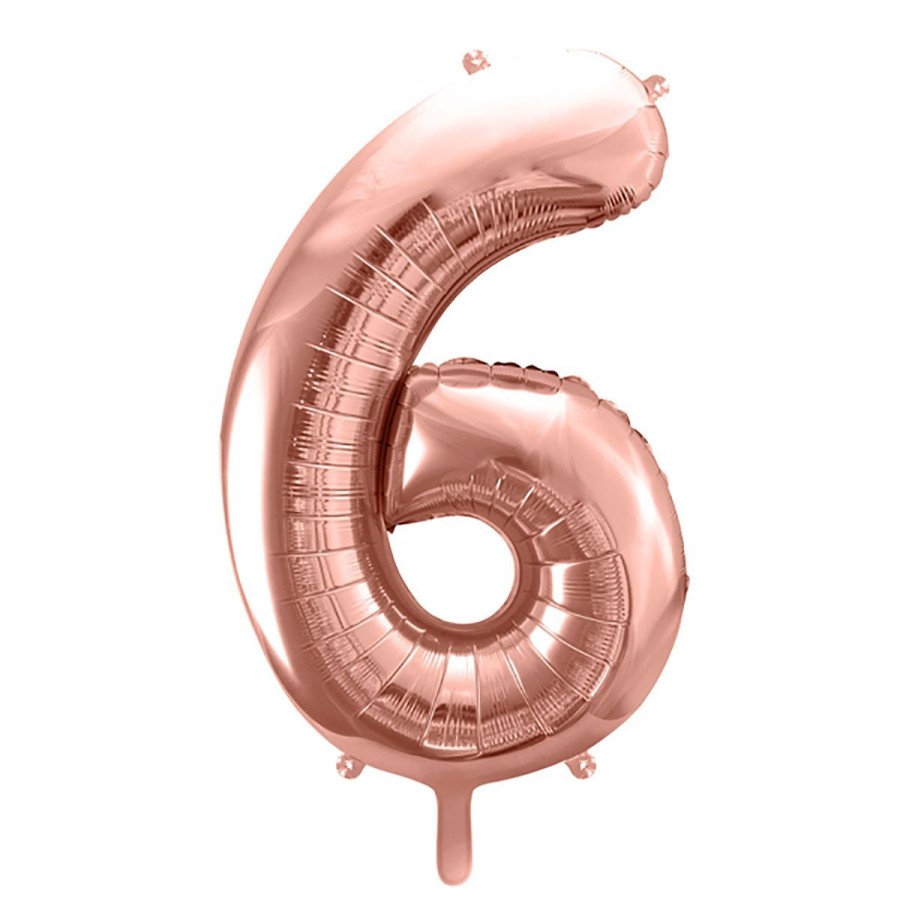 Best PARTYDECO Balon Pink Metal Foliowy Cyfra "6" 86 Cm Rozowy